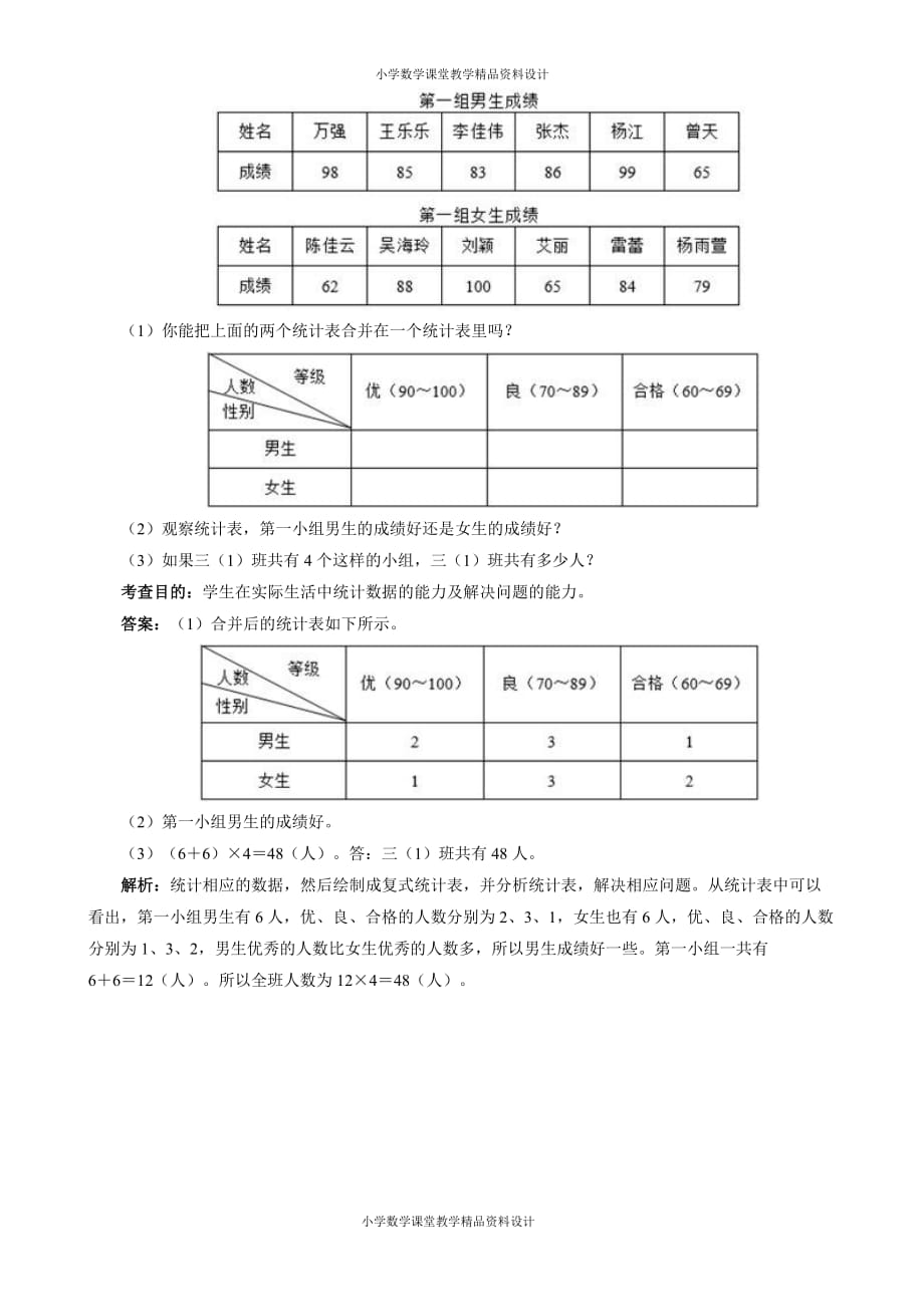 三年级下数学同步测试及解析-总复习-人教新课标_第4页