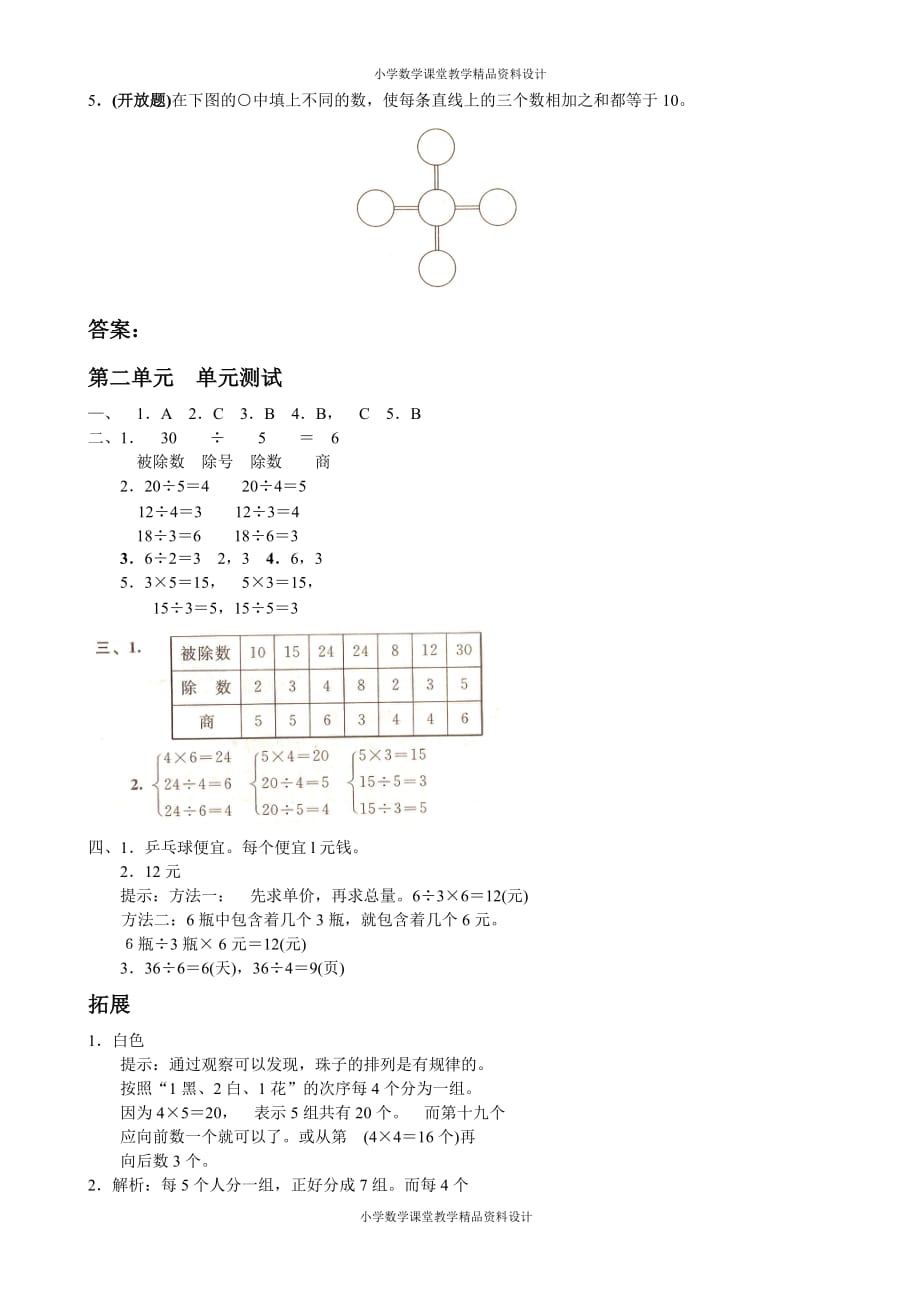 人教新课标数学二年级下学期第2单元测试卷2_第3页