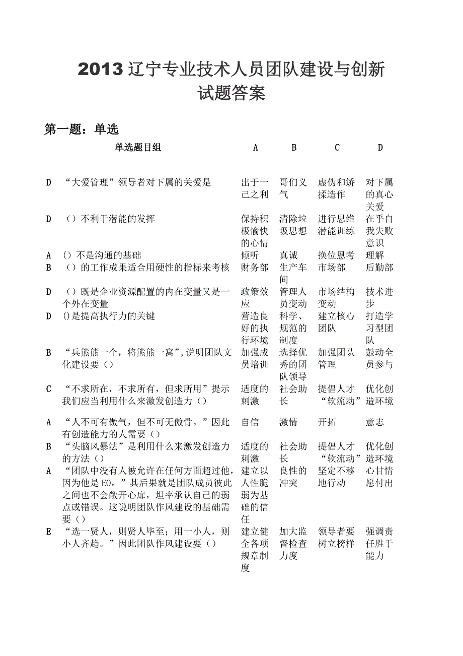 2020年(团队建设）专业技术团队建设与创新答案_第1页