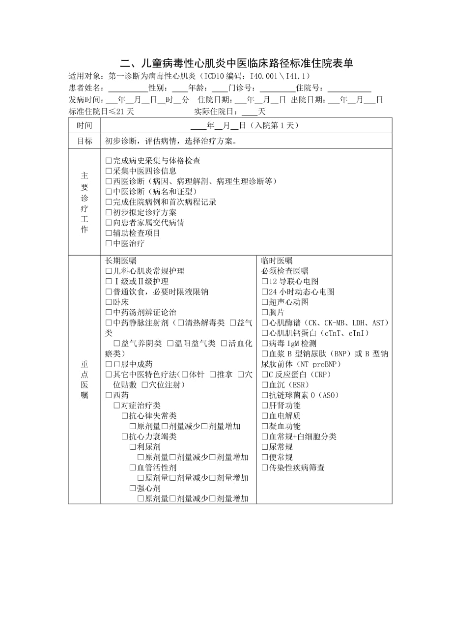 儿童病毒性心肌炎中医临床路径(2018)9_第4页