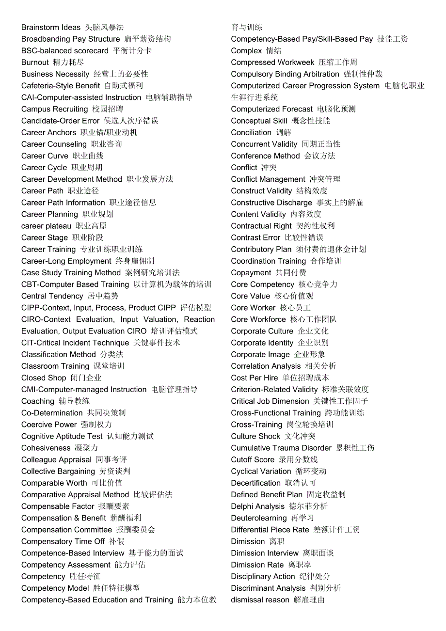 2020年(人力资源知识）常用人力资源英语词汇_第2页