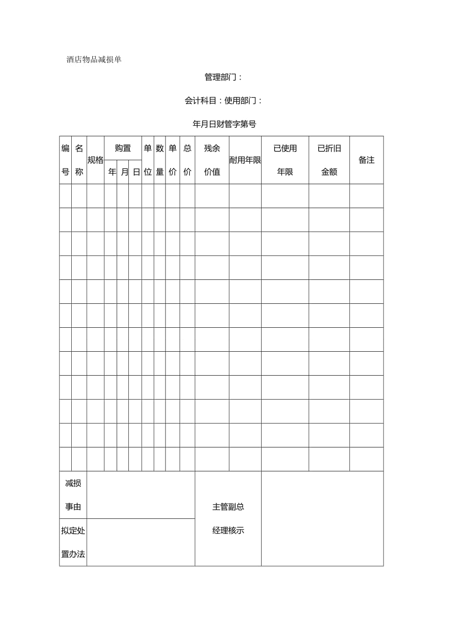 (2020)年酒店物品减损单_第2页