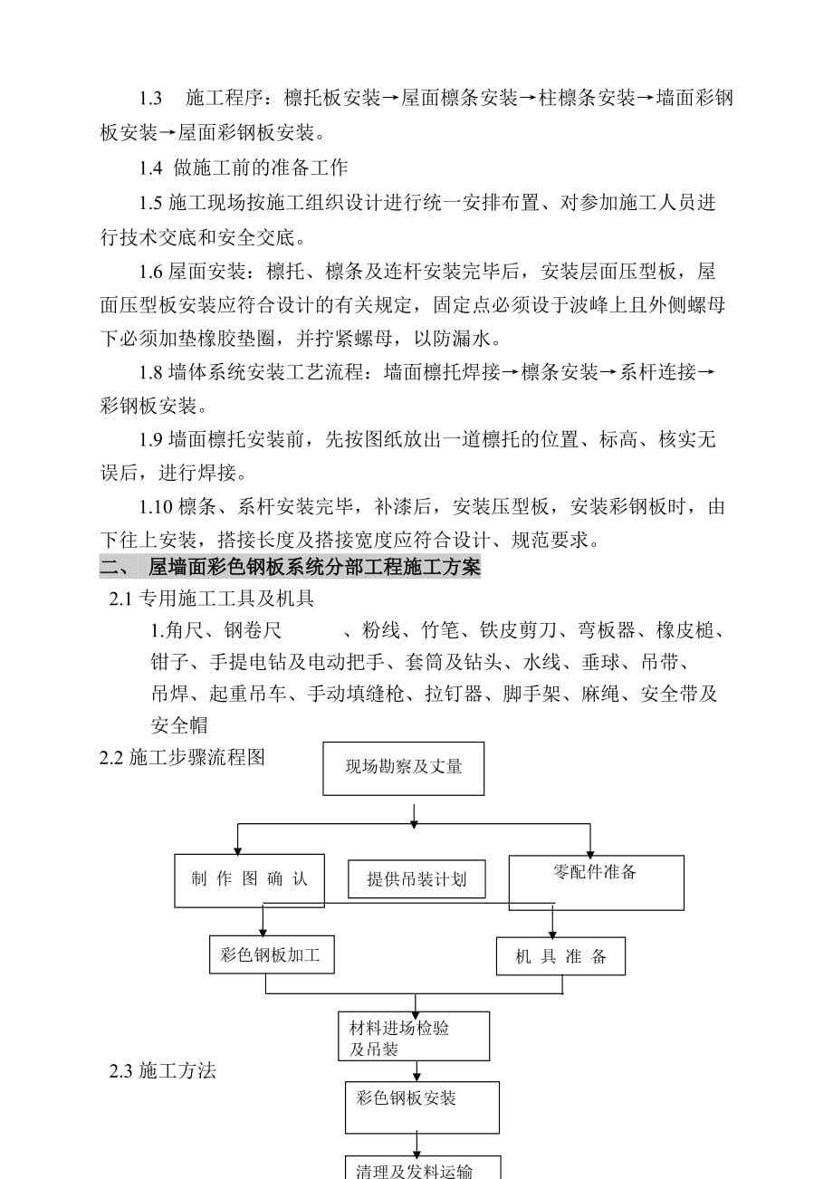 彩钢板制作、安装施工方案_第2页