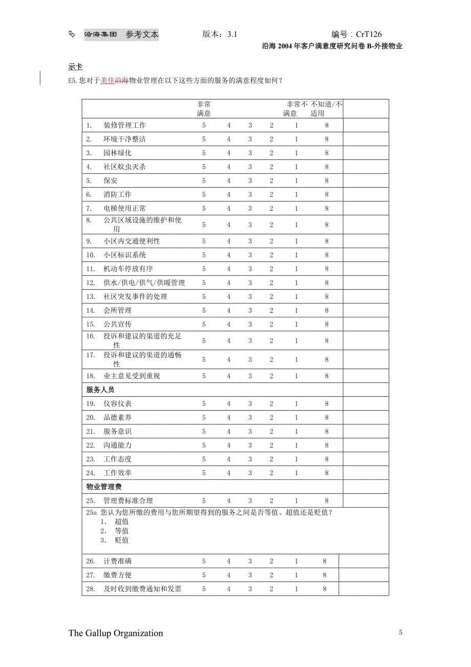 2020年(调查问卷）CrT126-客户满意度调查问卷(外接物业)_第5页