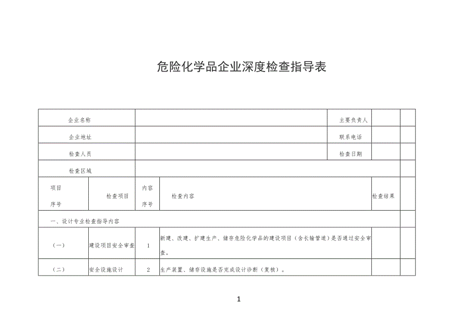 危险化学品企业深度检查指导表-20页_第1页