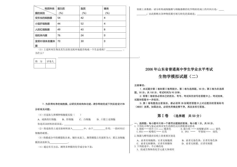 2020年(人力资源知识）某年山东省高中生物学模拟试题(doc 29页)_第5页