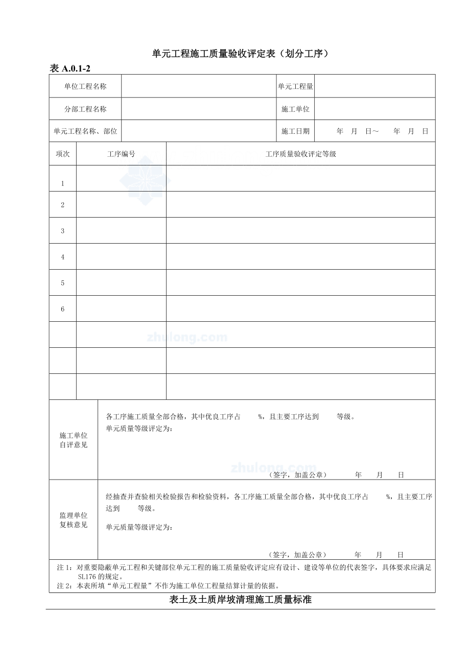 水利水电单元工程施工质量评定表样表（2012最新版）_第4页