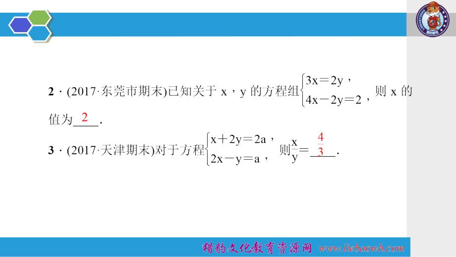 专题训练(四)　二元一次方程组的解法_第3页