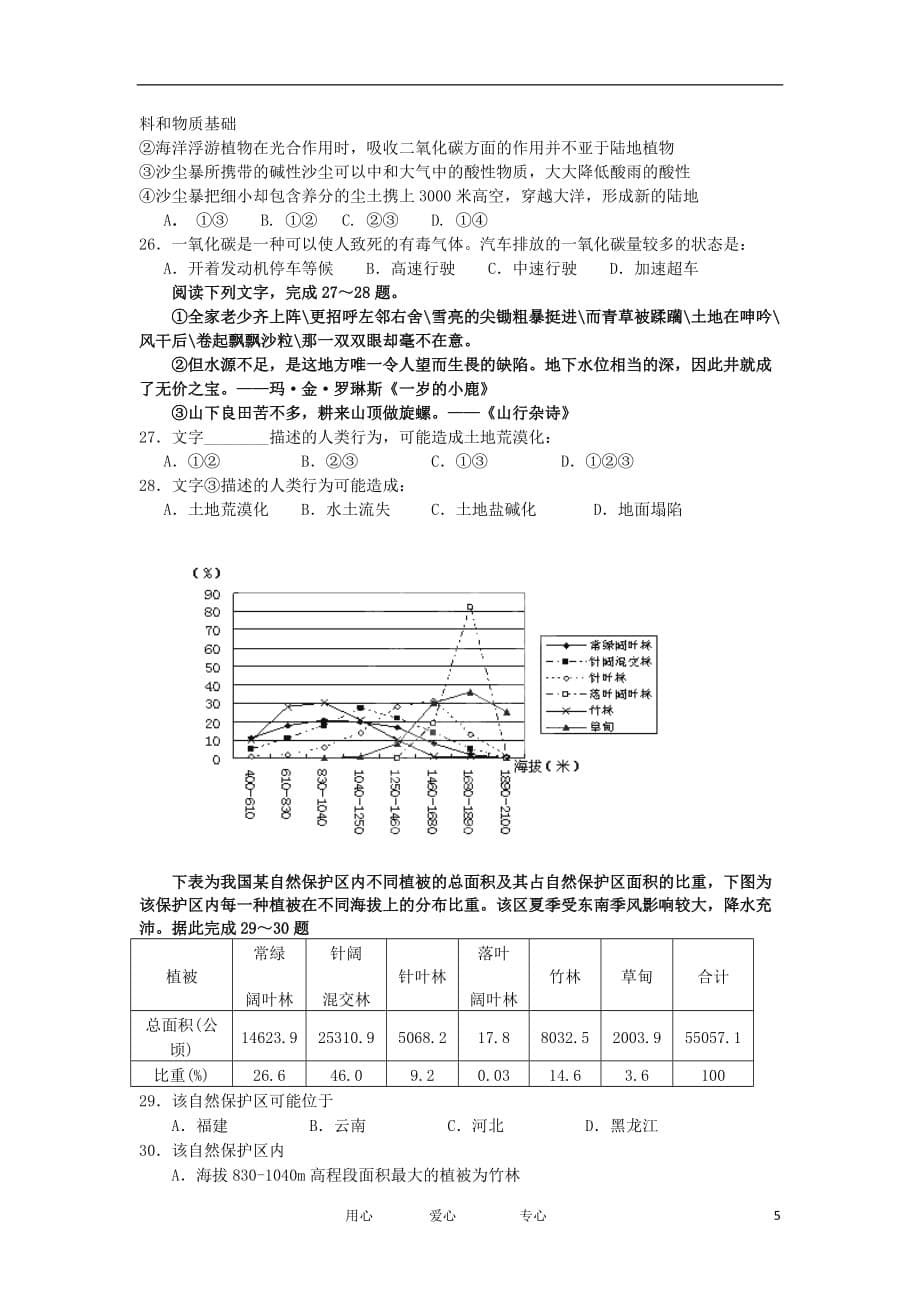 浙江省2011-2012学年高二地理下学期期中考试试题【会员独享】.doc_第5页