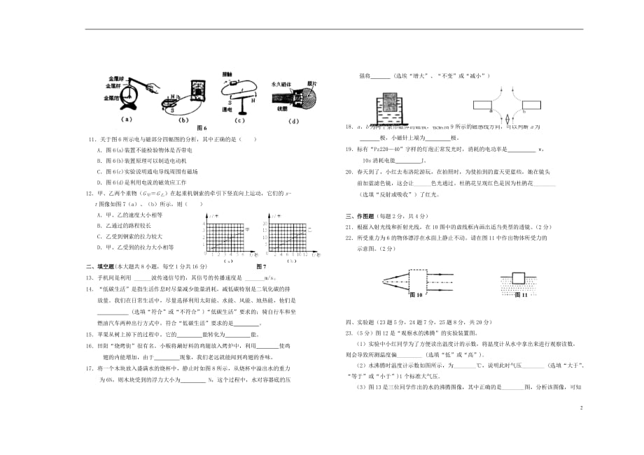 广西田阳县2013年中考物理模拟试题（无答案）.doc_第2页