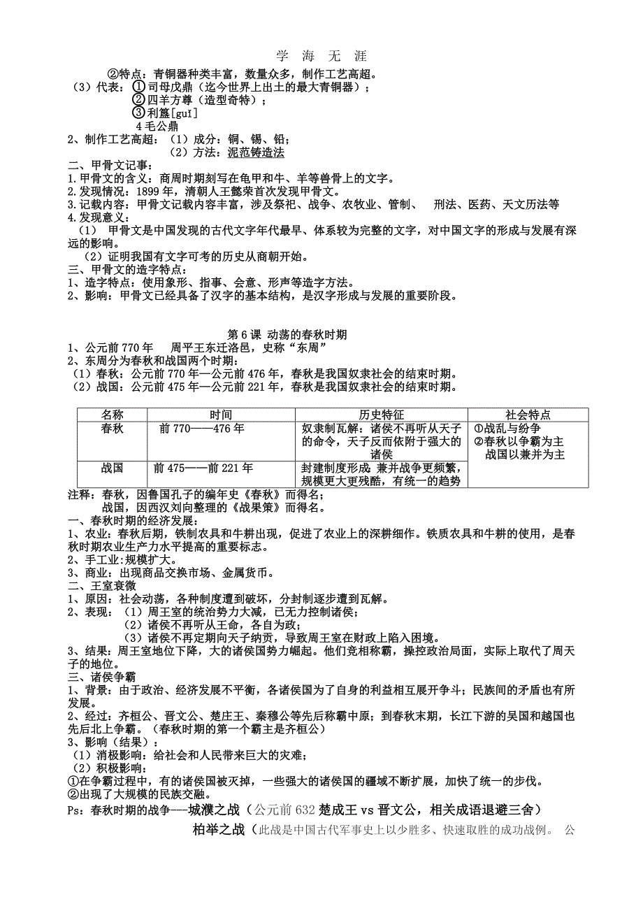 （2020年整理）最新人教版(部编版)七年级上册中国历史知识点总结归纳(全册).doc_第4页