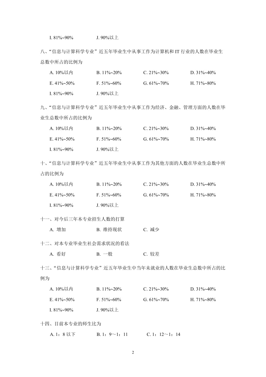 “信息与计算科学专业”情况调查表_第2页