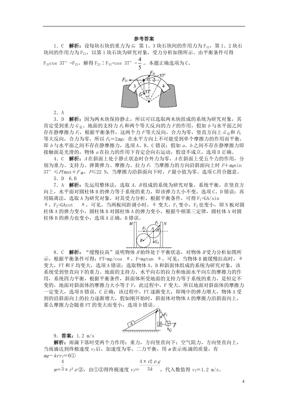 【志鸿优化设计】（重庆专用）2014届高考物理第一轮复习 第二章相互作用第三节共点力的平衡练习.doc_第4页