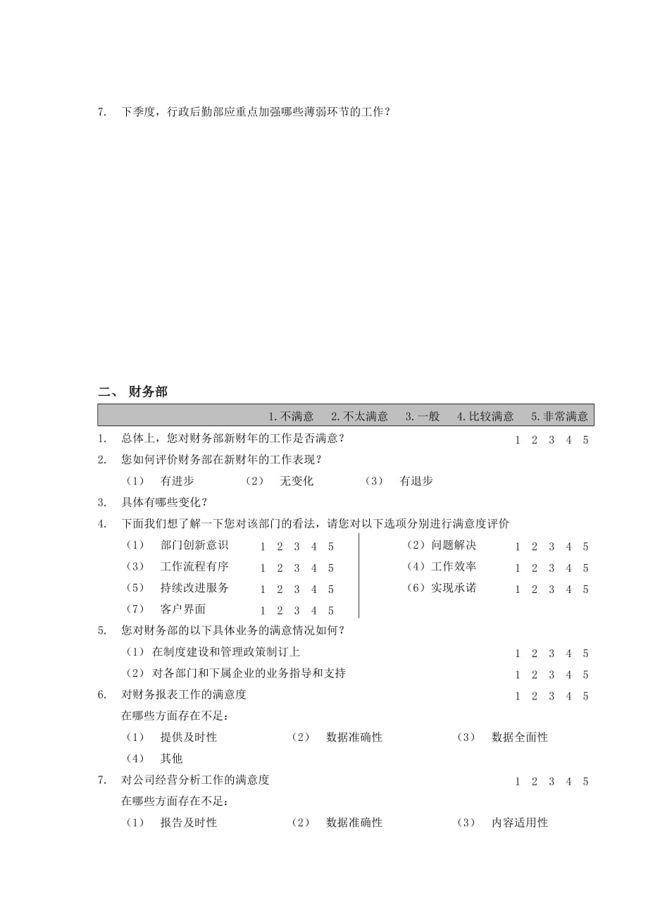 （调查问卷） 部门间-内部客户满意度调查问卷经理用）_第2页