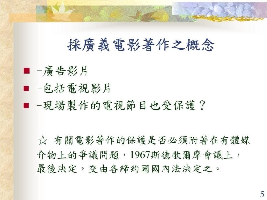 逢甲大学财经法律研究所视听产业发展之着作权瓶颈与困境培训讲学_第5页