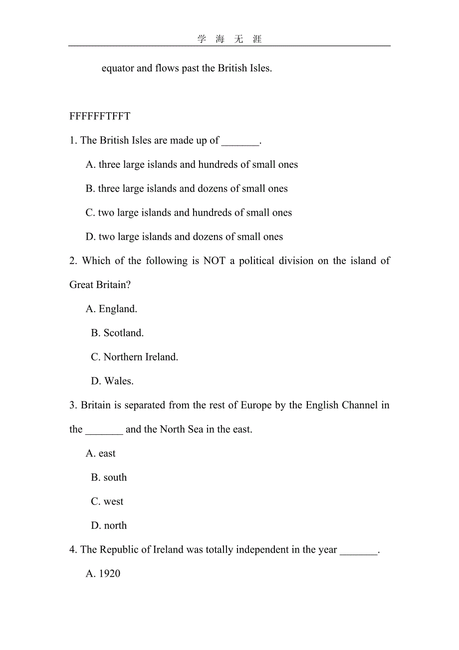 （2020年整理）英语国家概况练习题.doc_第2页