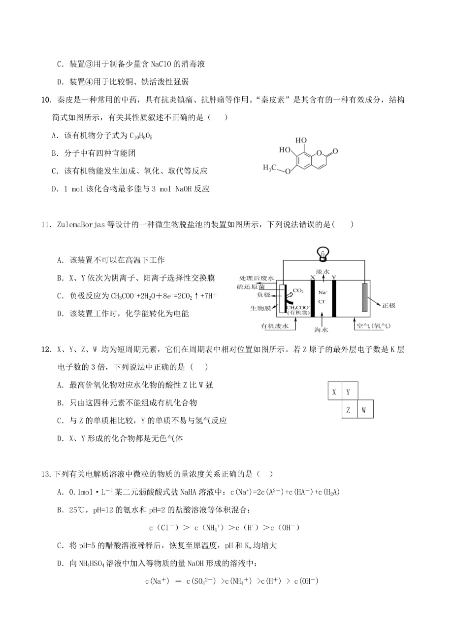 2020届高三化学第六次模拟试卷_第2页