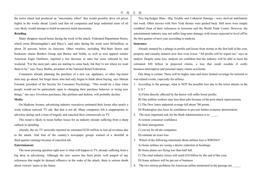 大学英语四级期末考试A.pdf_第2页