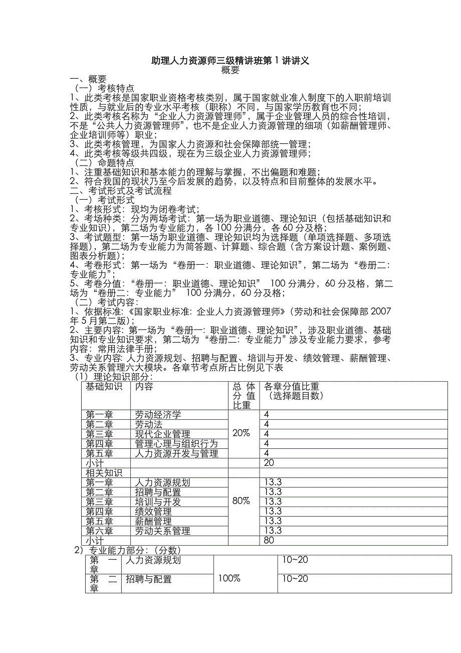 2020年(人事管理）-人力资源管理师(三级)精讲讲义_第1页