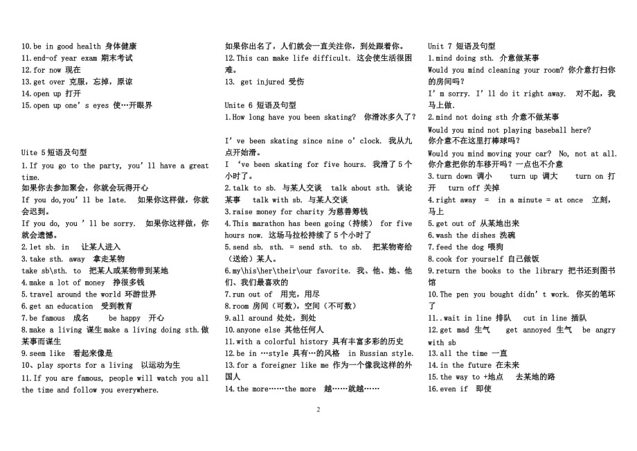 （2020年整理）人教版英语八年级下册重点短语及句型.doc_第2页