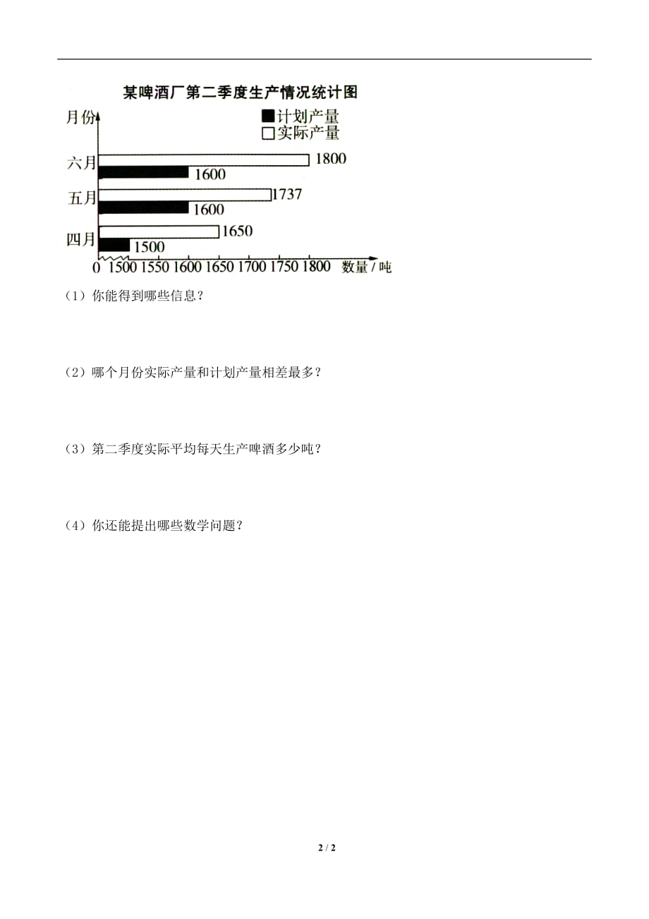 人教版四年级数学下册第八单元《复式条形统计图》基础习题_第2页