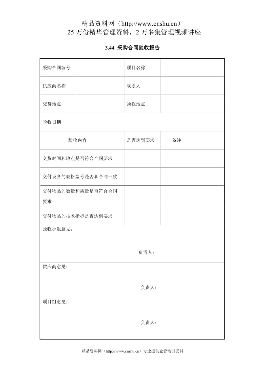 2020年(采购管理）采购合同验收报告._第1页