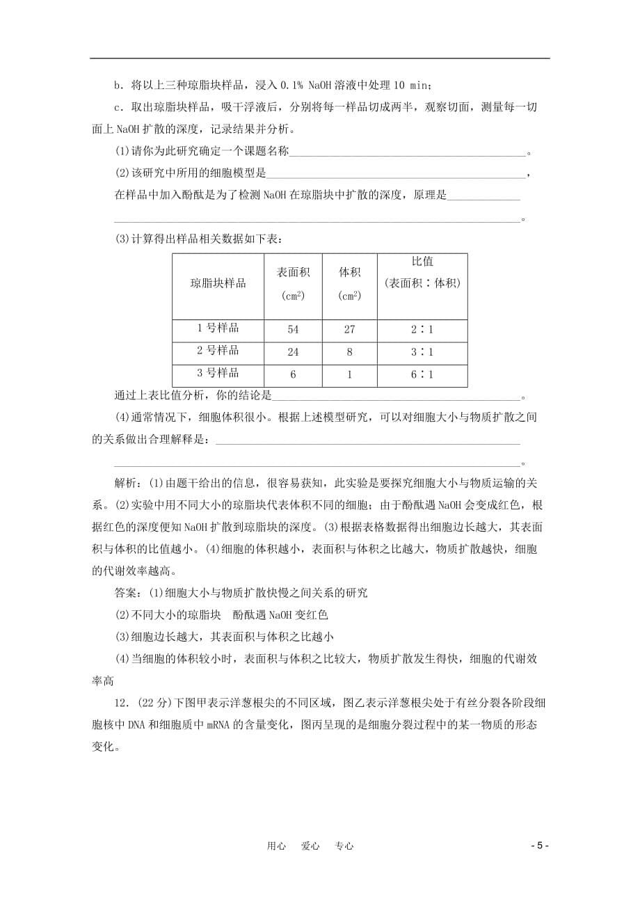 【创新方案】2012高中生物一轮复习课时跟踪检测 第六章 第1节 细胞增殖 新人教版必修1.doc_第5页