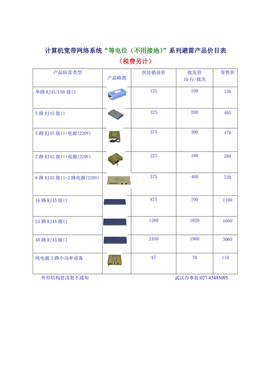 2020年(产品管理）安防监控系统等电位(不用接地)系列避雷产品价目表__第3页