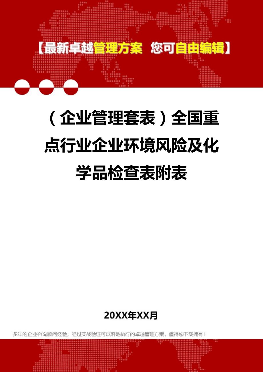 （企业管理套表）全国重点行业企业环境风险及化学品检查表附表._第1页