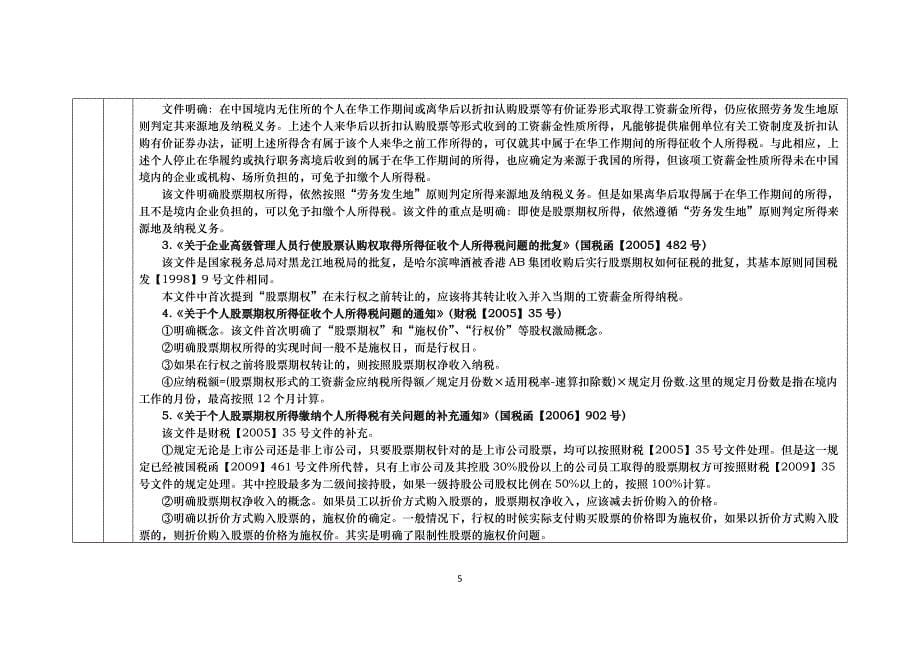 （员工福利待遇）股权转让税收待遇分析表(XXXX年2月25日)__第5页