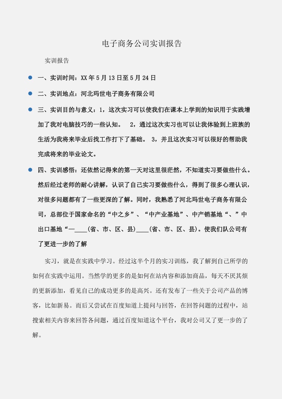 实习报告：电子商务公司实训报告_第1页