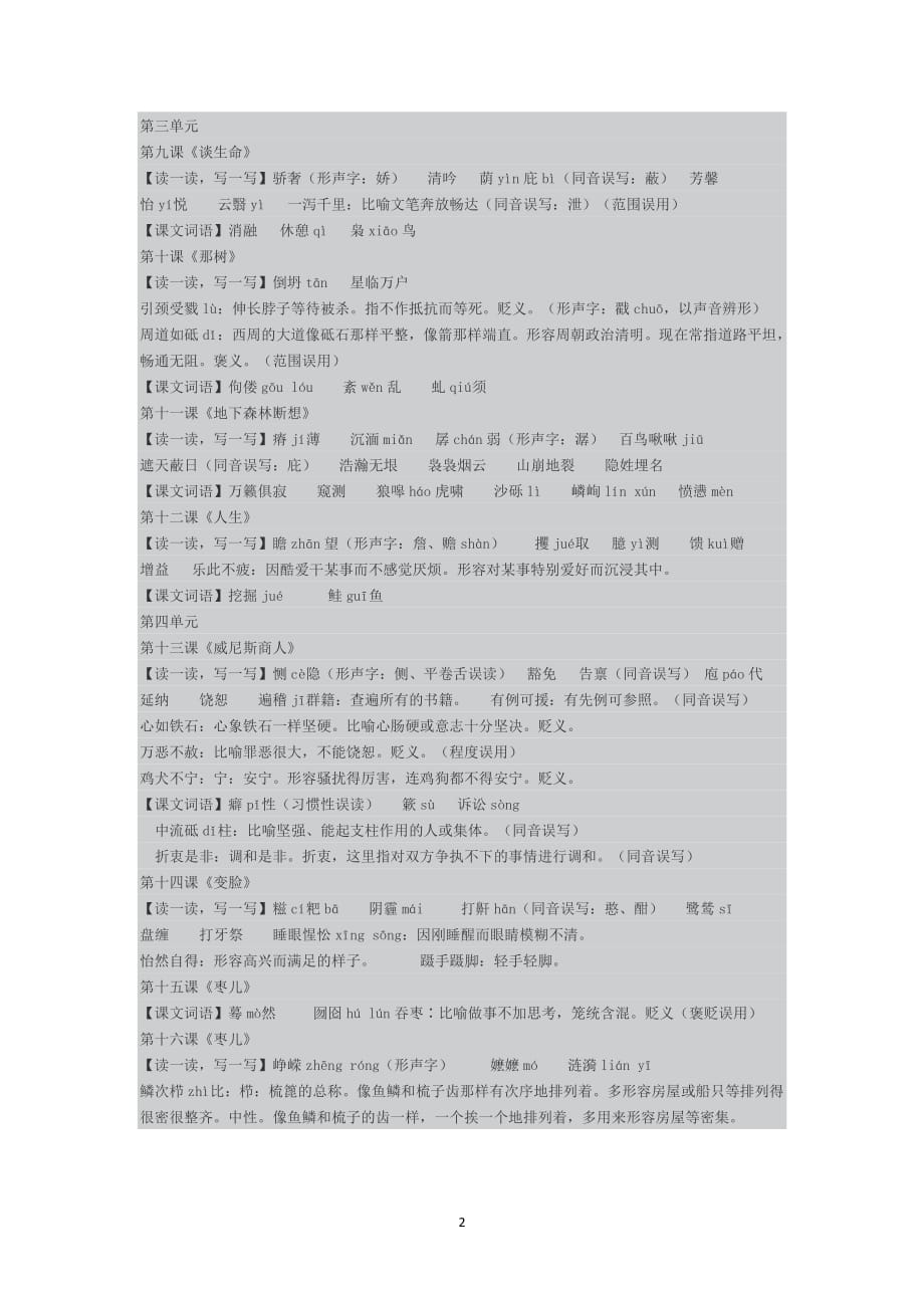 人教版语文九年级下册字词整理（6.29）.pdf_第2页