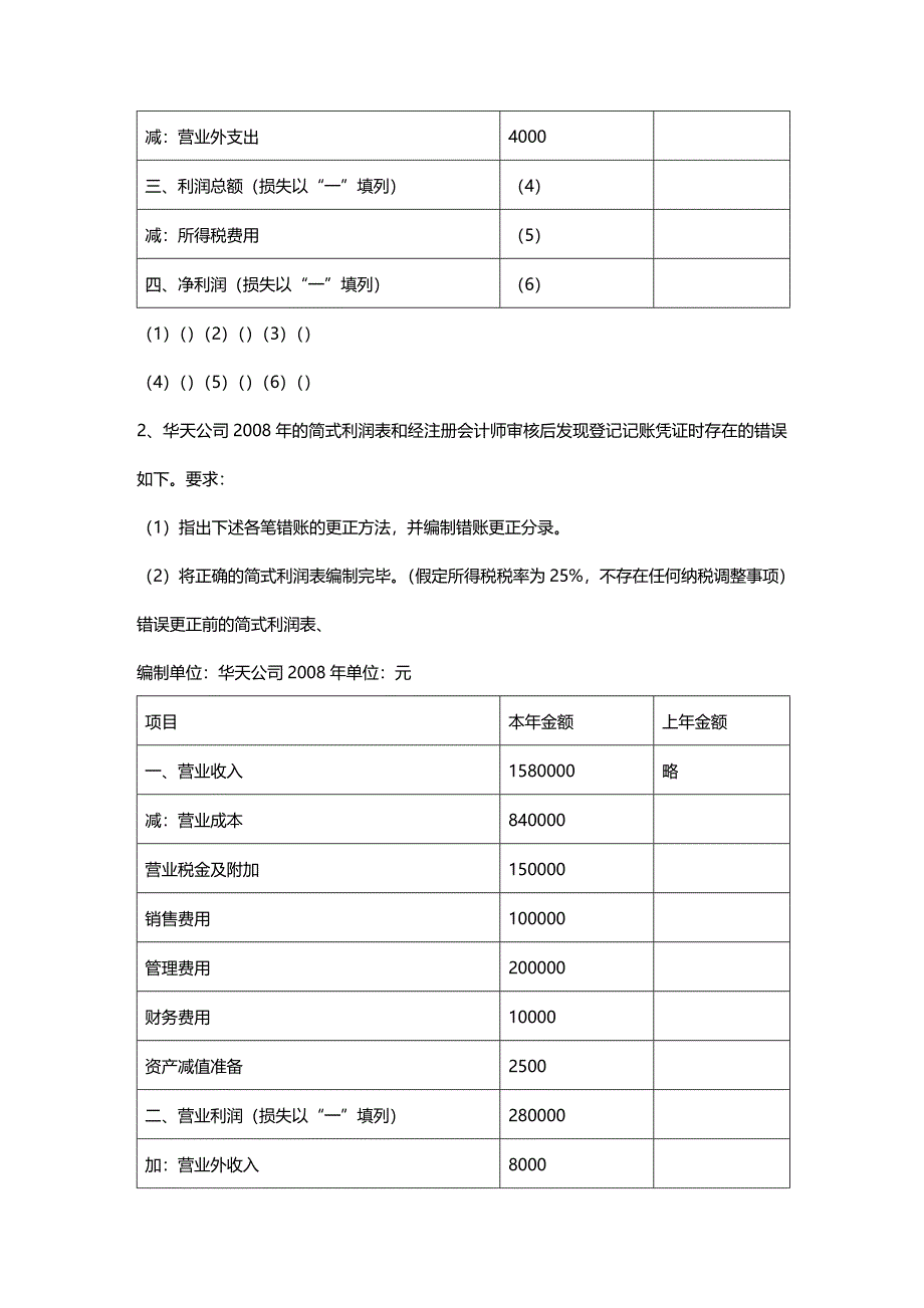 2020年（财务管理表格）会计基础无纸化考试综合练习题(利润表)_第4页