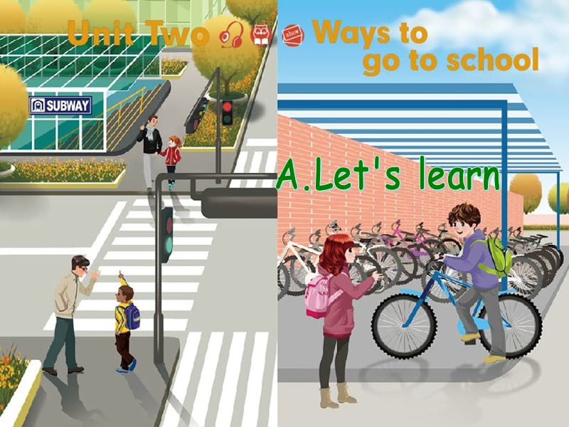 人教版PEP英语六年级上册Unit2 Ways to go to schoolA lets learn课件等.ppt_第1页