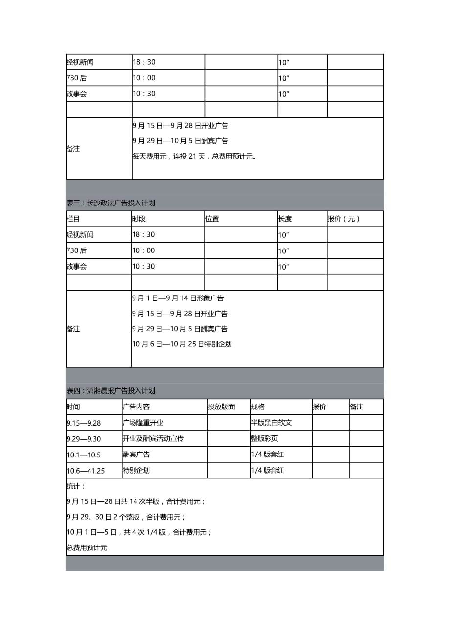 2020年（广告传媒）商场开业广告投放计划书_第4页