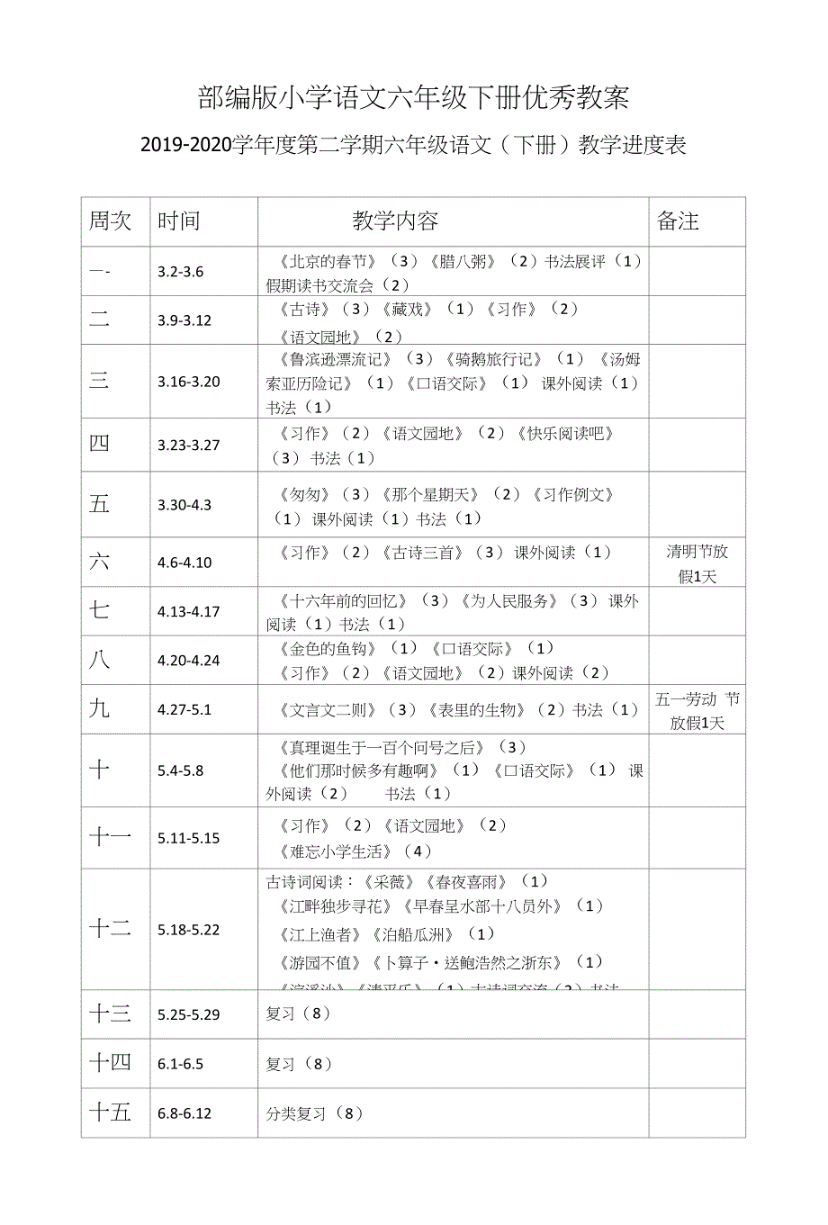 部编版小学语文六年级下册优秀教案全册(共96页).docx_第1页