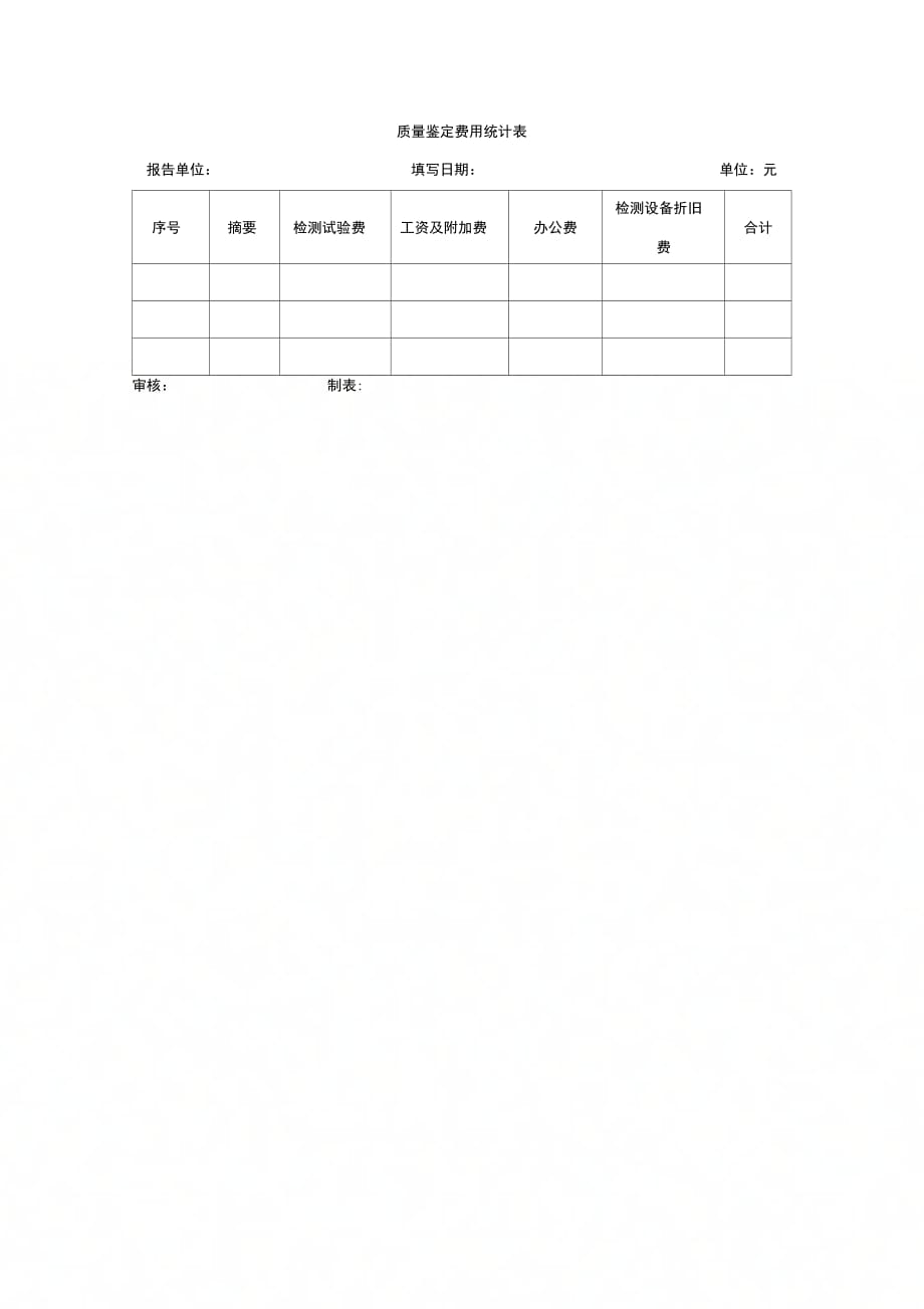 质量鉴定费用统计表_第1页