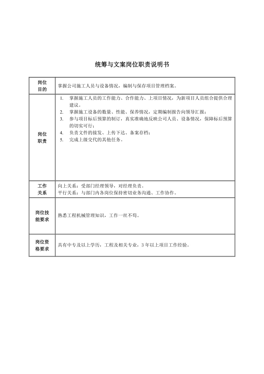 《精编》统计科岗位说明书大全_第1页