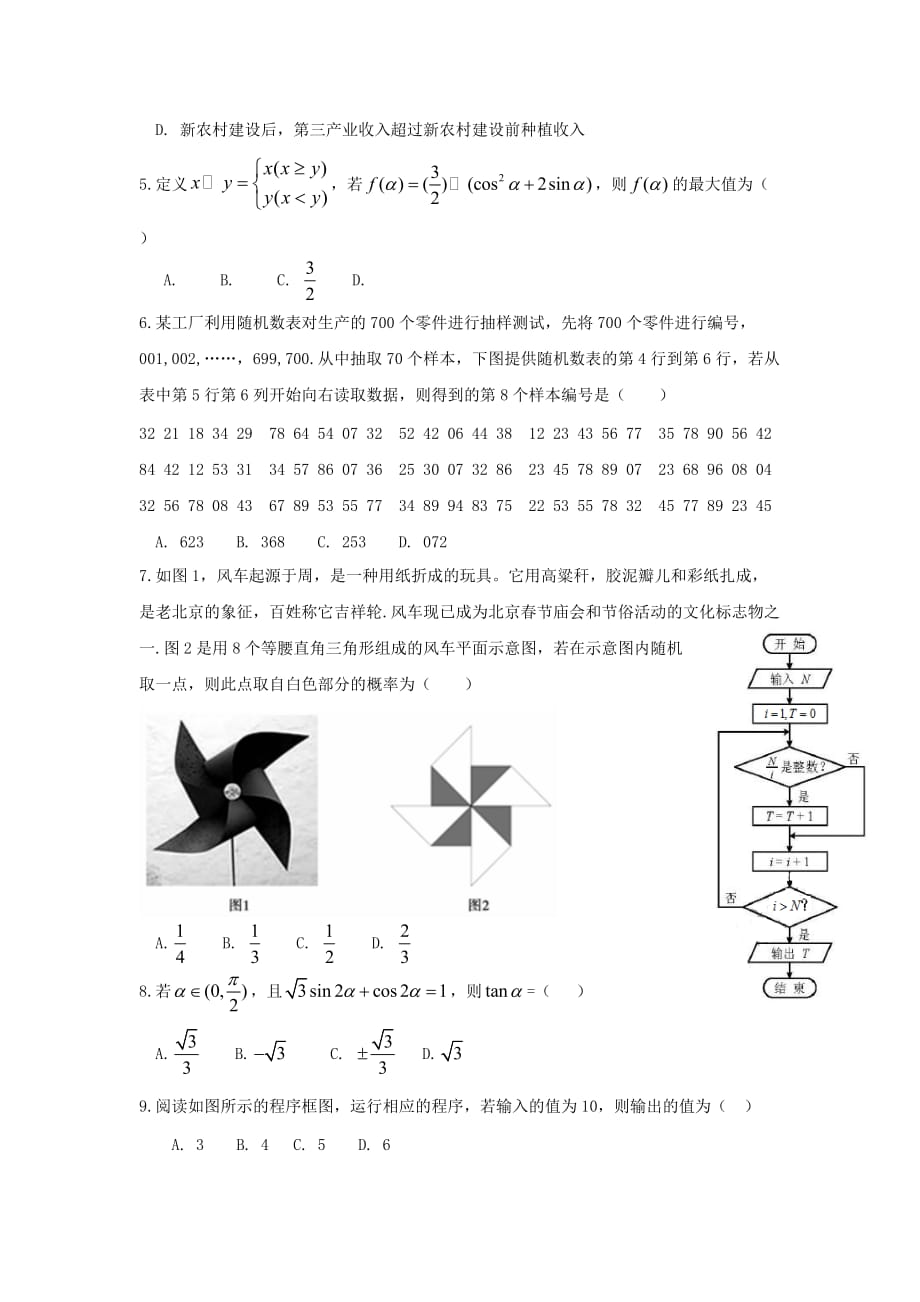 江西省2020学年高一数学下学期期末考试试题 理（通用）_第2页