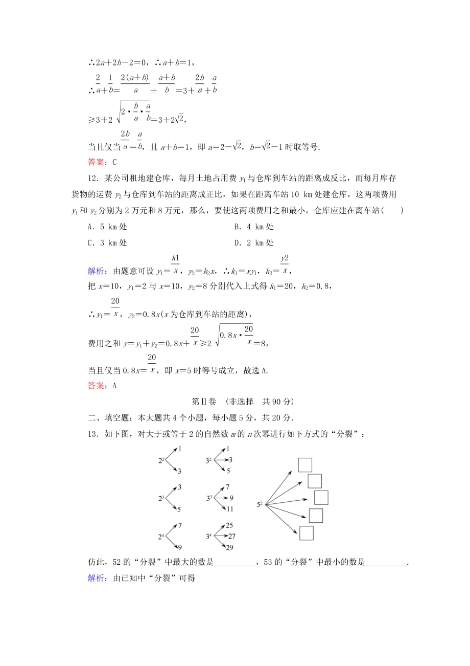 2020届高三数学 章末综合测试题（12）不等式、推理与证明（2）（通用）_第4页