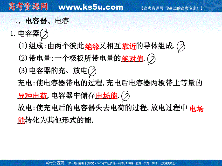 2011届物理一轮复习课件：6.3《静电现象 电容器及其电容》_第2页