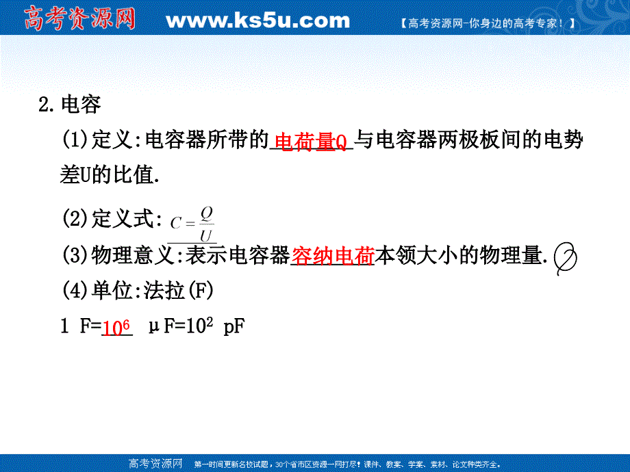 2011届物理一轮复习课件：6.3《静电现象 电容器及其电容》_第3页