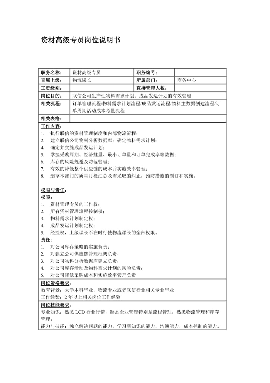 《精编》联信光电子公司岗位说明书大全56_第2页