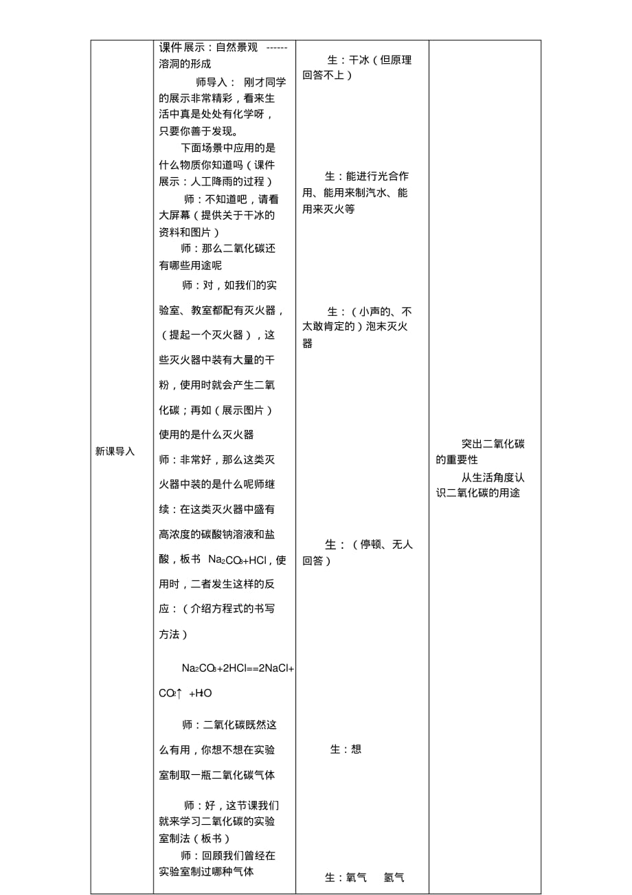 2020年二氧化碳的制法教学设计及反思_第2页