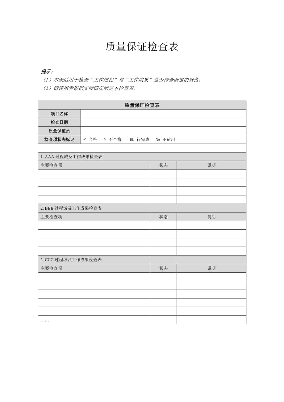 《精编》质量管理表汇总86_第1页