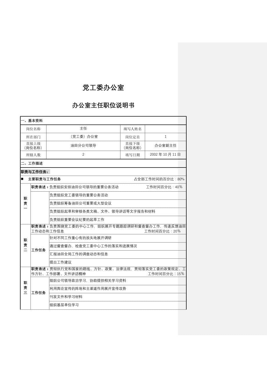 《精编》某公司各部门岗位说明书(最新精编）41_第5页