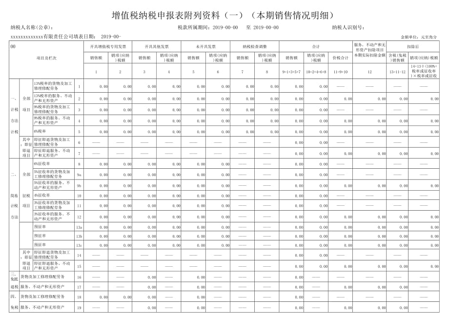 2019年一般纳税人增值税纳税申报表.doc_第2页