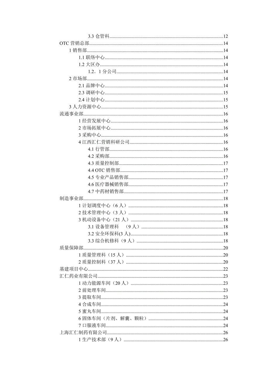 《精编》汇仁集团组织结构设计：岗位编制_第3页