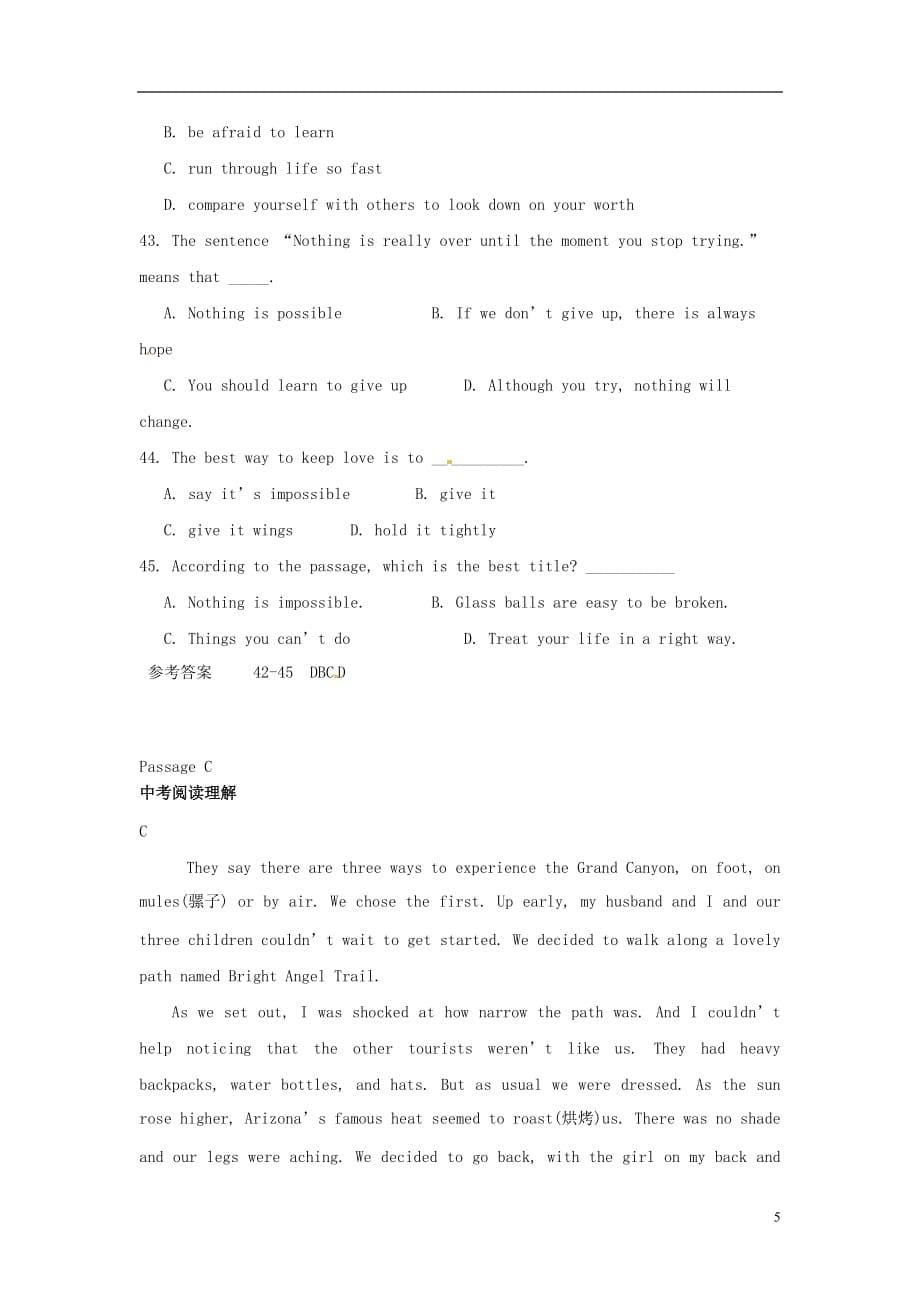 中考英语阅读理解练习（5）_第5页