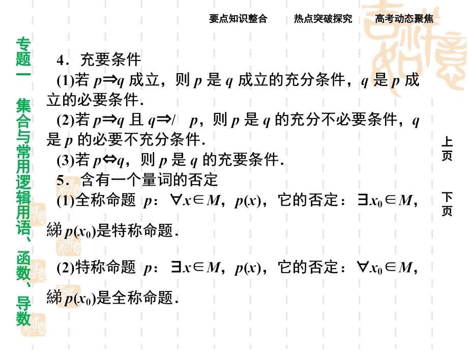 2011届高考数学二轮复习课件专题一第1讲集合与常用逻辑用语_第5页